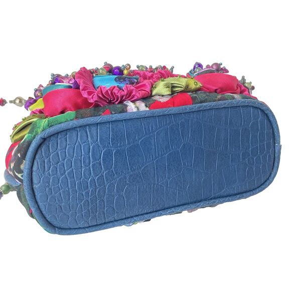 Mary Frances Multi 3D Roses Beaded Flower Kisslock Clutch Bag Beaded Strap RARE - Picture 16 of 16